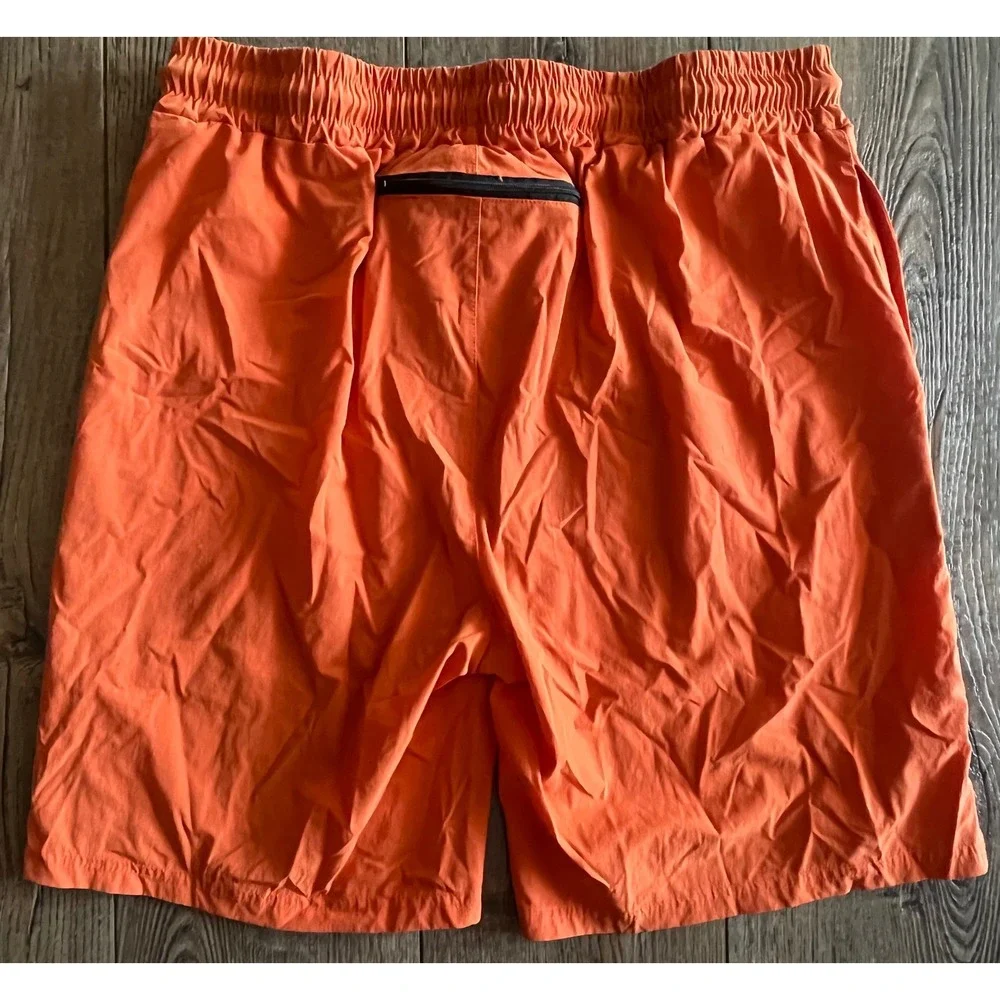 Little Caesars Pizza Mens Orange Swim Trunks Shorts Large Zipper Pocket Logo